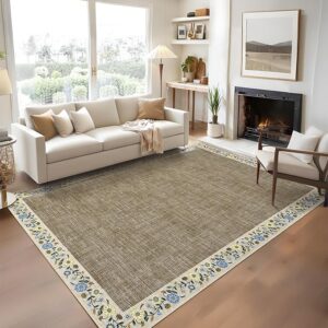 machine washable floral area rug, floral area rug for living room, washable rug for bedroom, non slip area rug, stain resistant area rug, farmhouse floral rug, faux wool area rug, soft low pile rug, washable living room rug, floral bordered carpet, modern farmhouse rug, lightweight foldable rug, apartment area rug, floral accent rug, cozy bedroom rug, pet friendly area rug, family room rug, washable dining room rug, modern floral carpet, stylish area rug for home, low pile washable rug, decorative floral rug, soft indoor rug, modern home decor rug