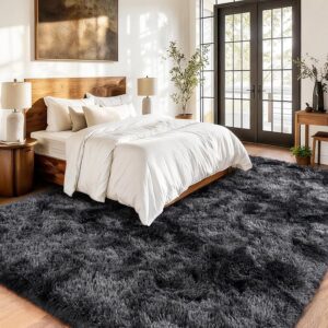 Black-Gray Shaggy Area Rug for Living Room and Nursery - Image 2
