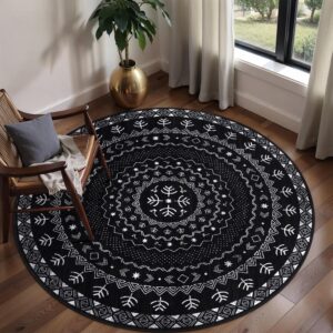 black round rug for dining table, best round area rugs for dining room tables, washable black round rugs for dining rooms, non slip round dining rug for hardwood floors, modern black round rug for contemporary dining rooms, low pile dining room rug, stain resistant dining rugs, large round dining room rugs, round area rug for kitchen table, black circle rug, washable dining area rug, modern dining room rugs, durable dining room rugs, round rug for round table, elegant dining room decor