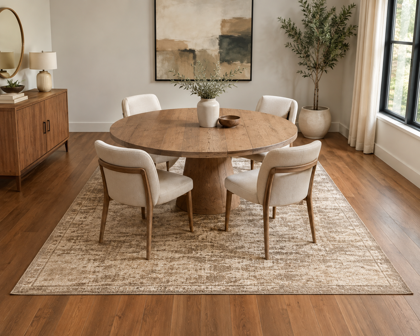 Can You Put a Rectangle Rug Under a Round Table?